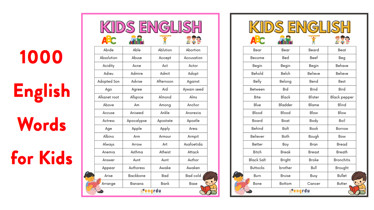 1000 English Vocabulary Words for Kids Kids English