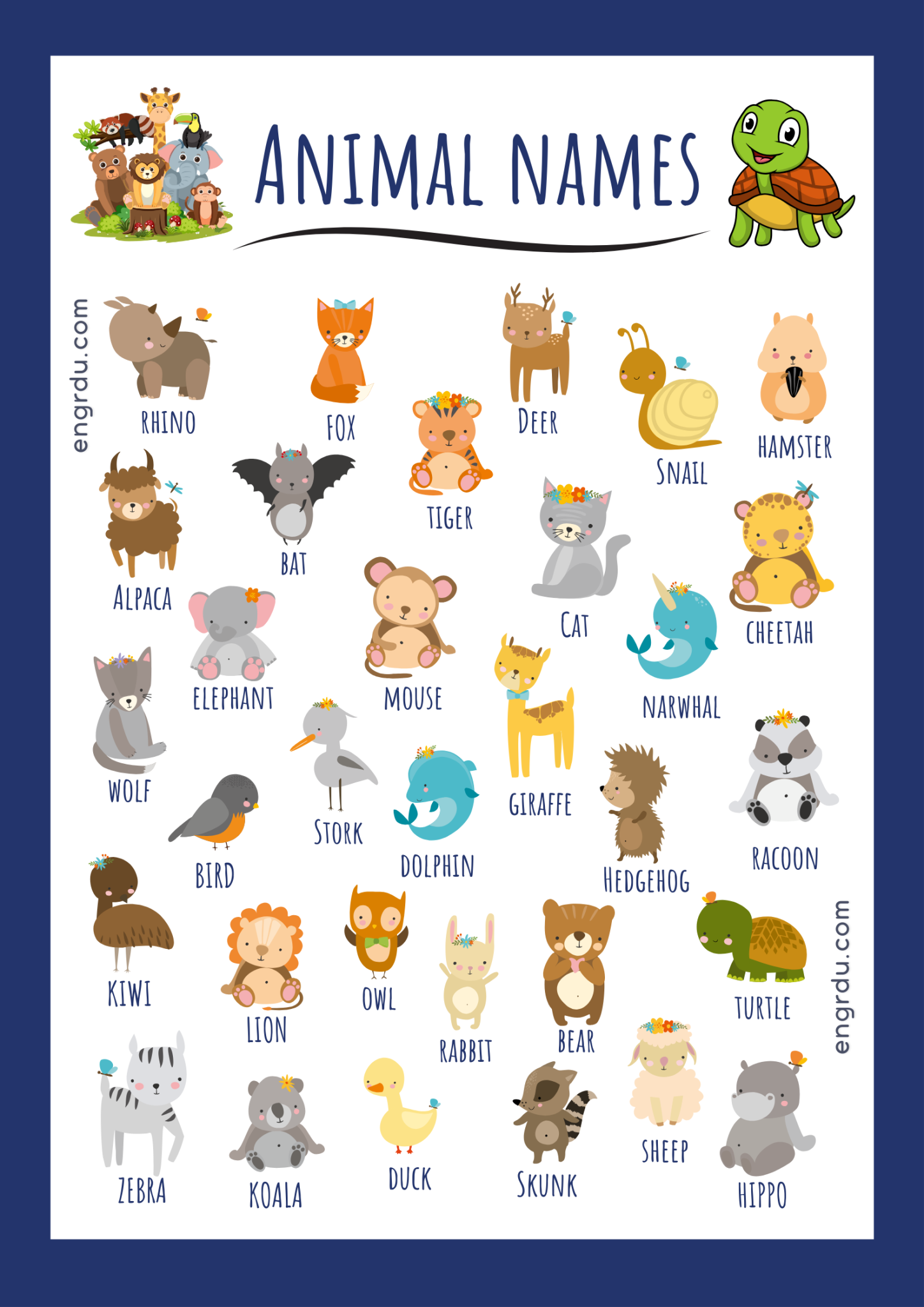 100+ Animals Name in English with Images | Animals Name - engrdu