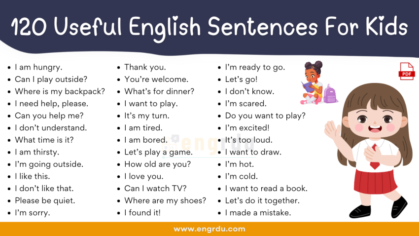 120 Useful English Sentences for Kids for Daily Use | PDF