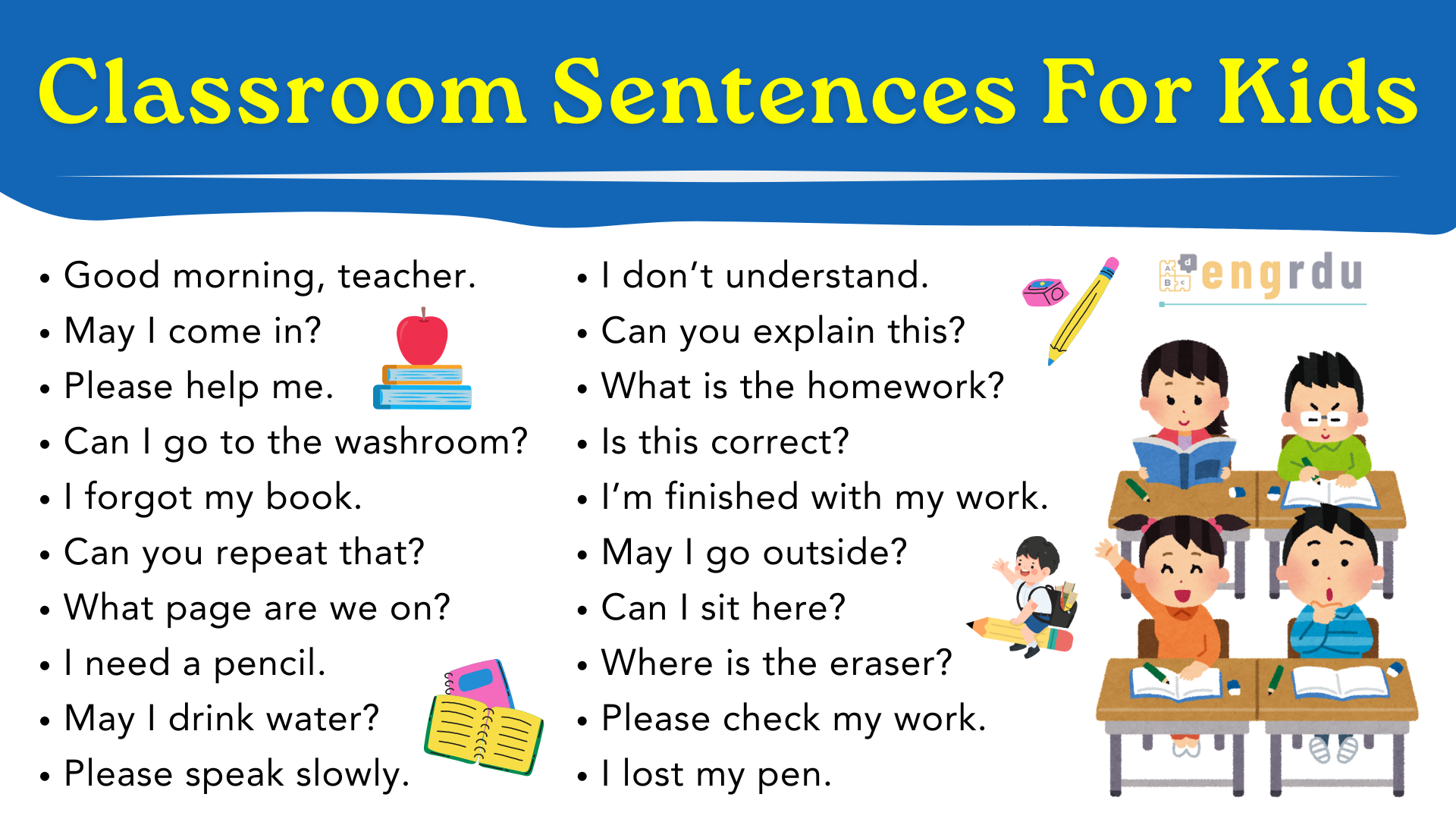 Classroom Sentences for Kids for Daily Use | PDF