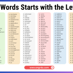 Words that Starts with The Letter A