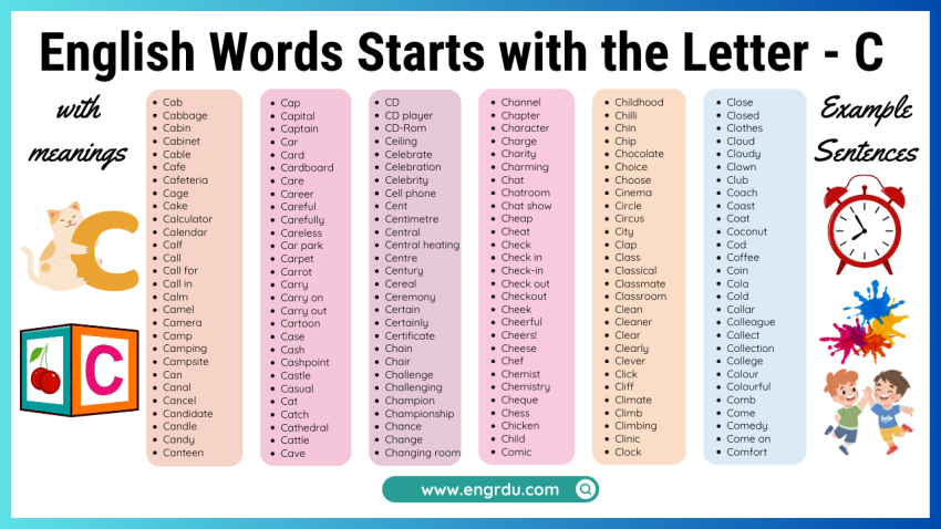 English Words Starts with the Letter C