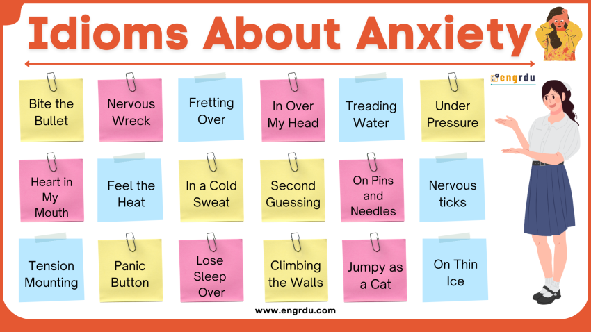 Idioms for Anxiety in English with Meanings | Phrases for Anxiety