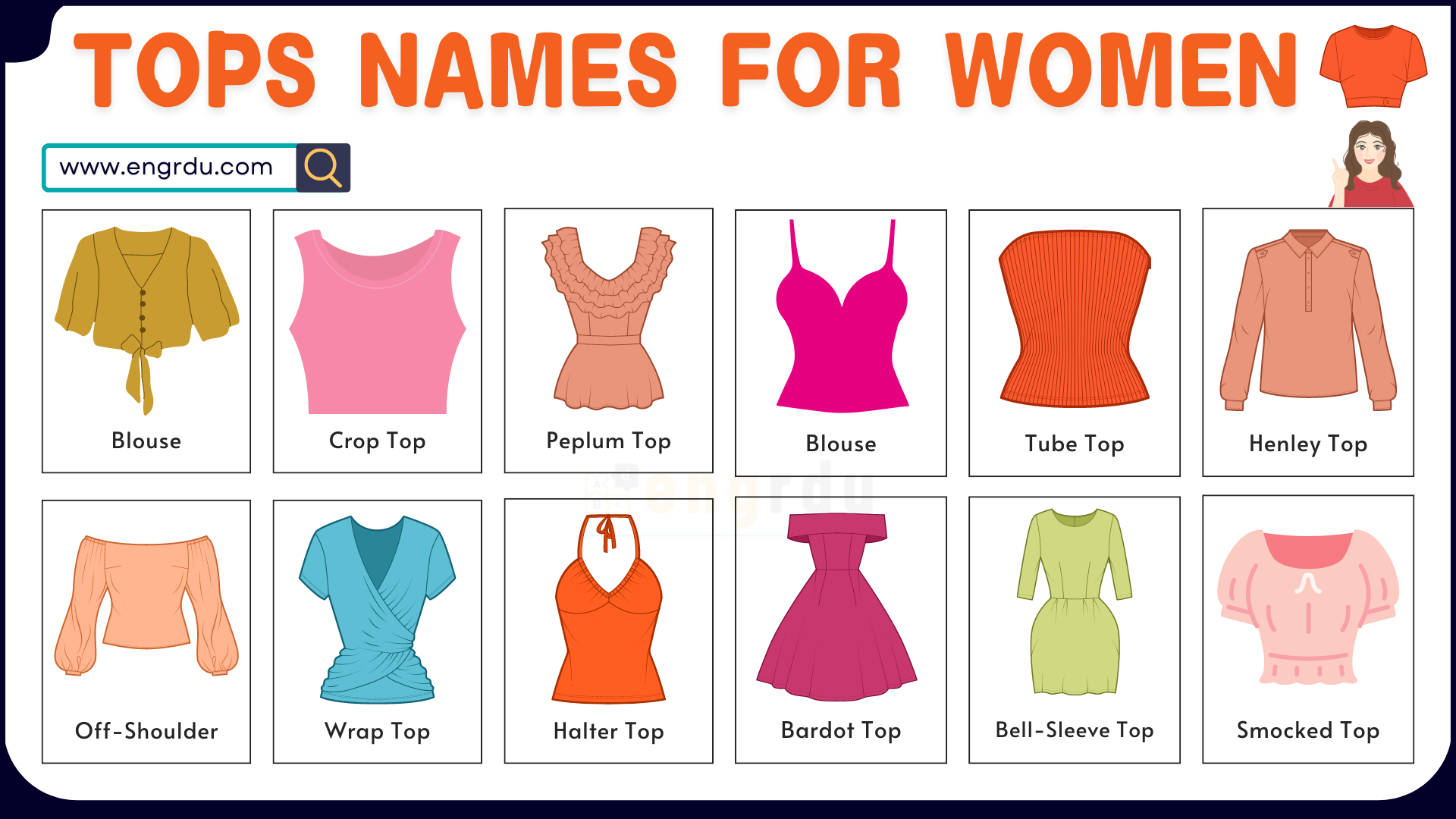 Tops Names for Women in English with Images | 30 Types of Tops