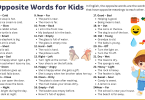 100 Opposite Words for Kids with Example Sentences and PDF