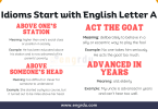 Idioms Start with English Letter A