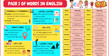 100 Pairs of Words in English with Meanings and Examples