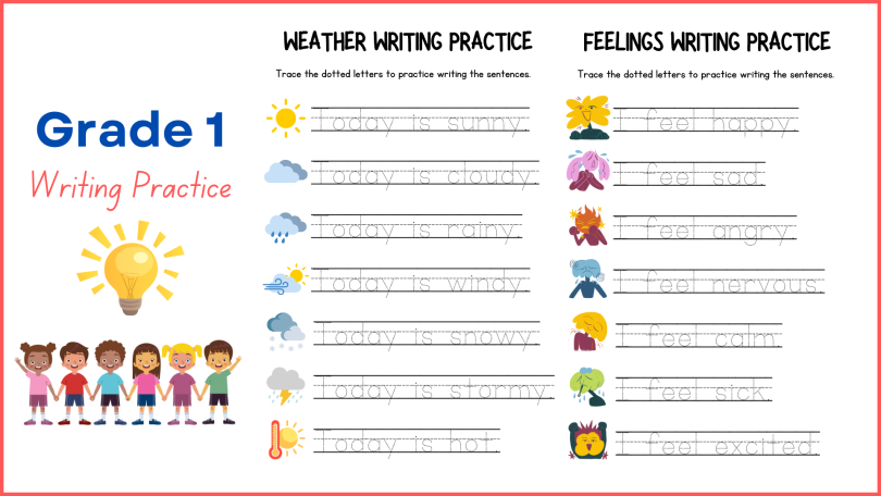 Grade 1 Writing Practice English Worksheet