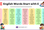 100 English Words that Start With the Letter E