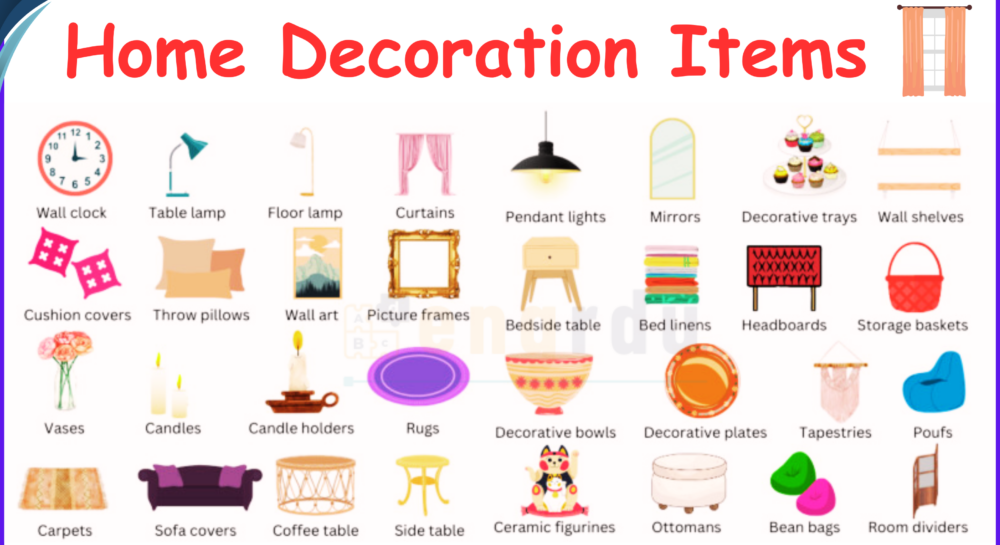 Home Decor items Names in English