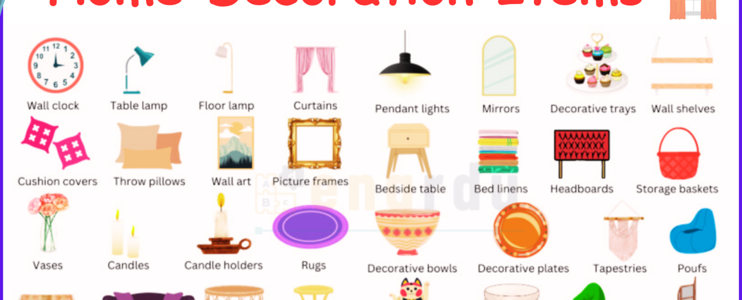 Home Decor items Names in English