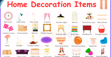 60 Home Decor items Names in English with images