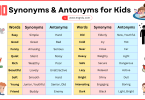 100 English Words with Synonyms and Antonyms for Kids