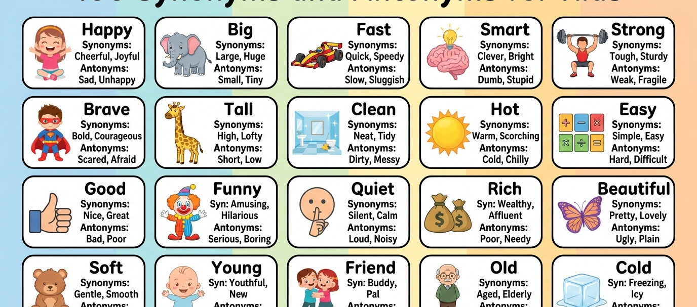 Synonyms and Antonyms for Kids