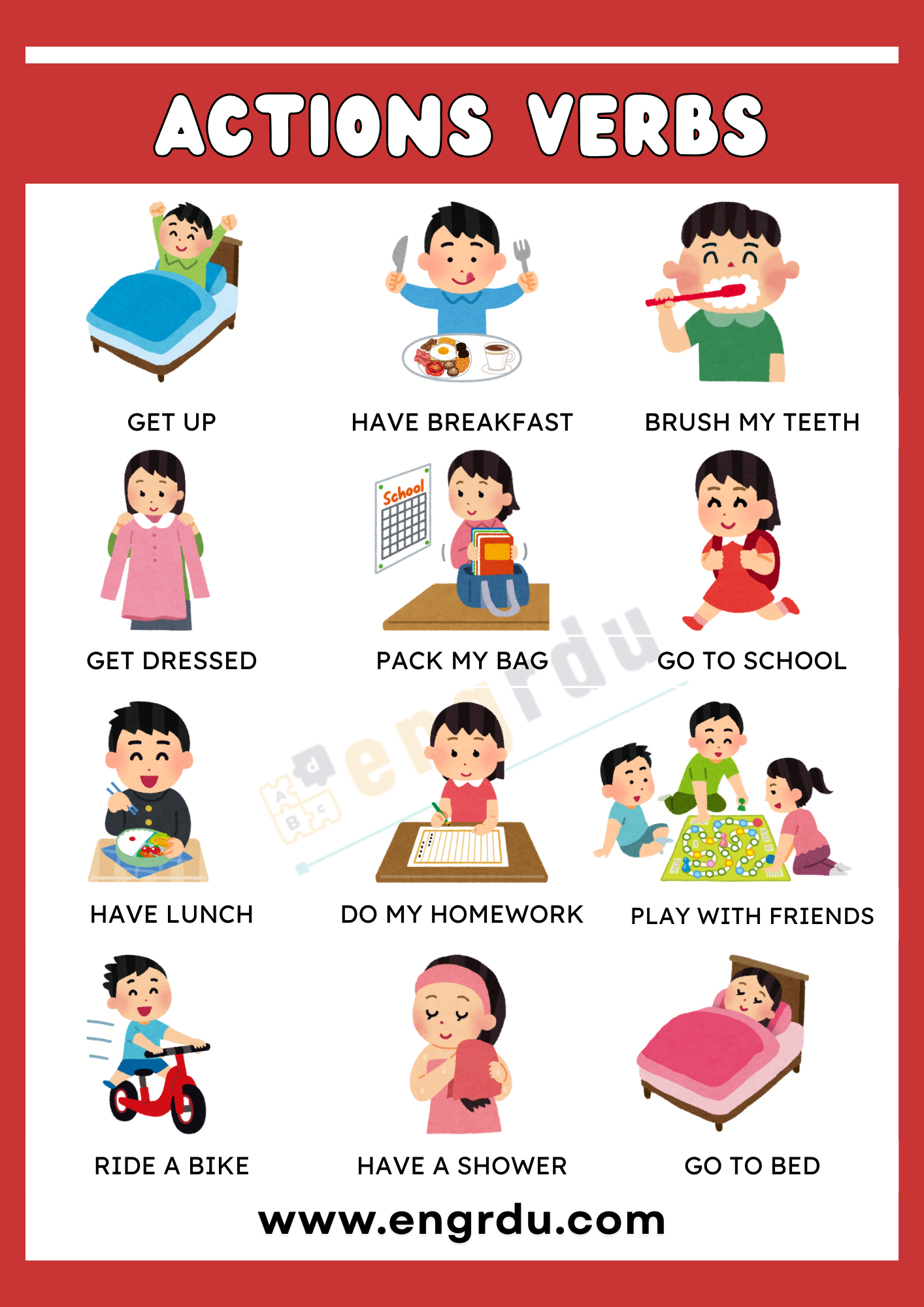 100 Action Words in English with Example Sentences