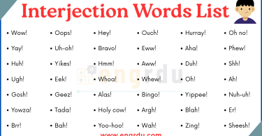 Examples of interjection words in English with Pictures