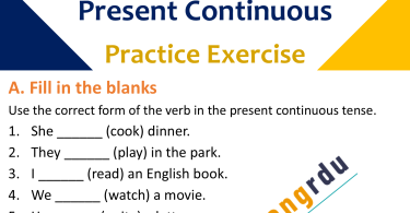 Present Continuous Practice Exercises