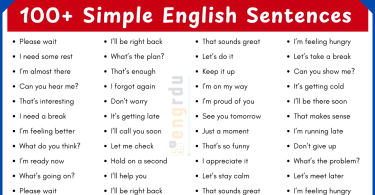 100+ Simple English Sentences Used Daily with PDF
