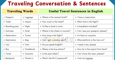 Traveling Conversation and Sentences