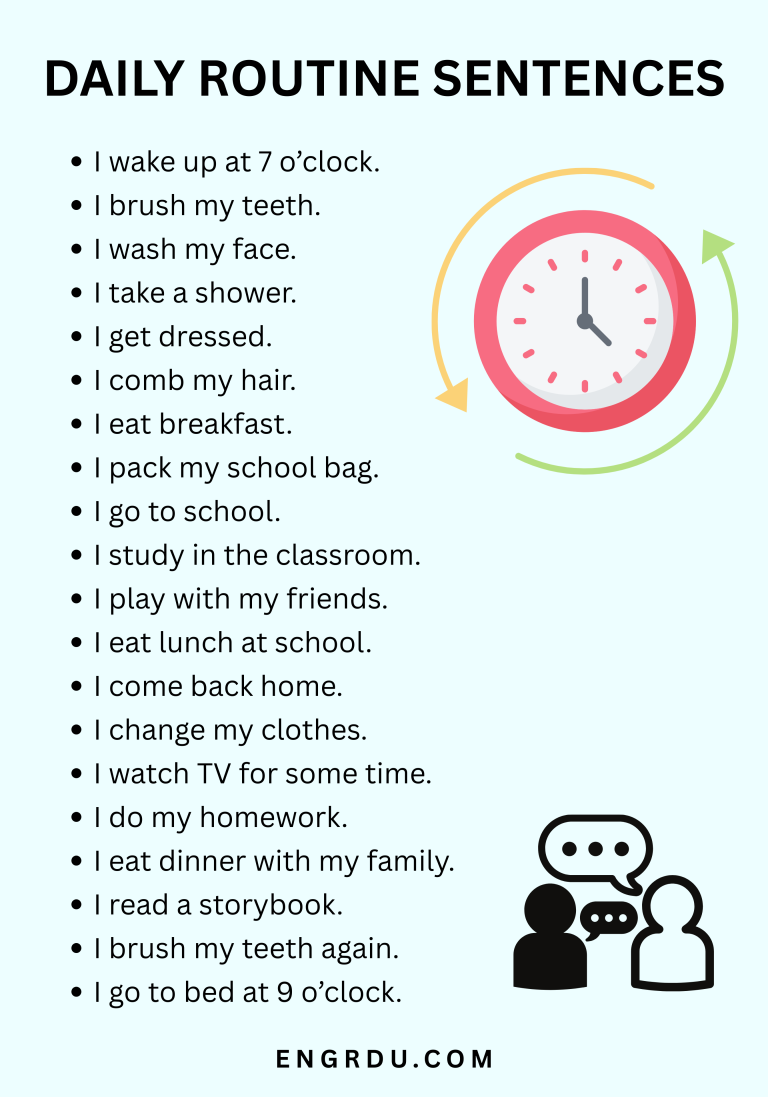 50 Daily Routine Sentences for Beginners in English - Engrdu