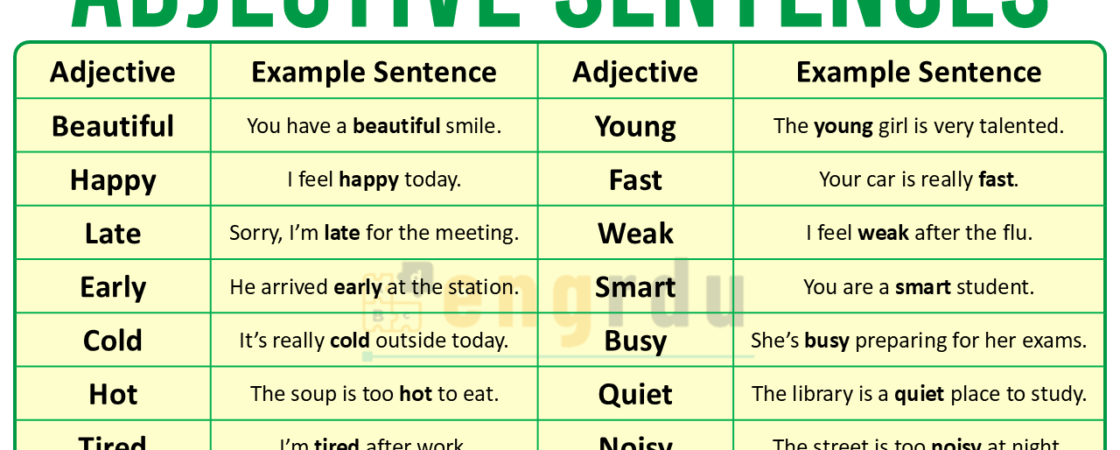 100 Adjective Examples in Sentences