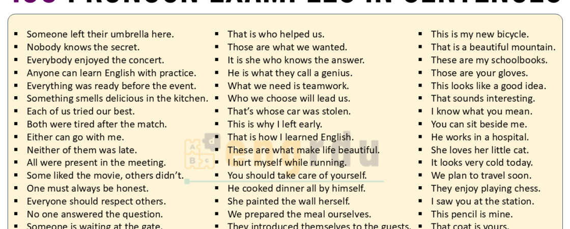 100 Pronoun Examples in Sentences
