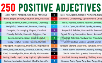200+ Positive Adjectives Starting from A to Z