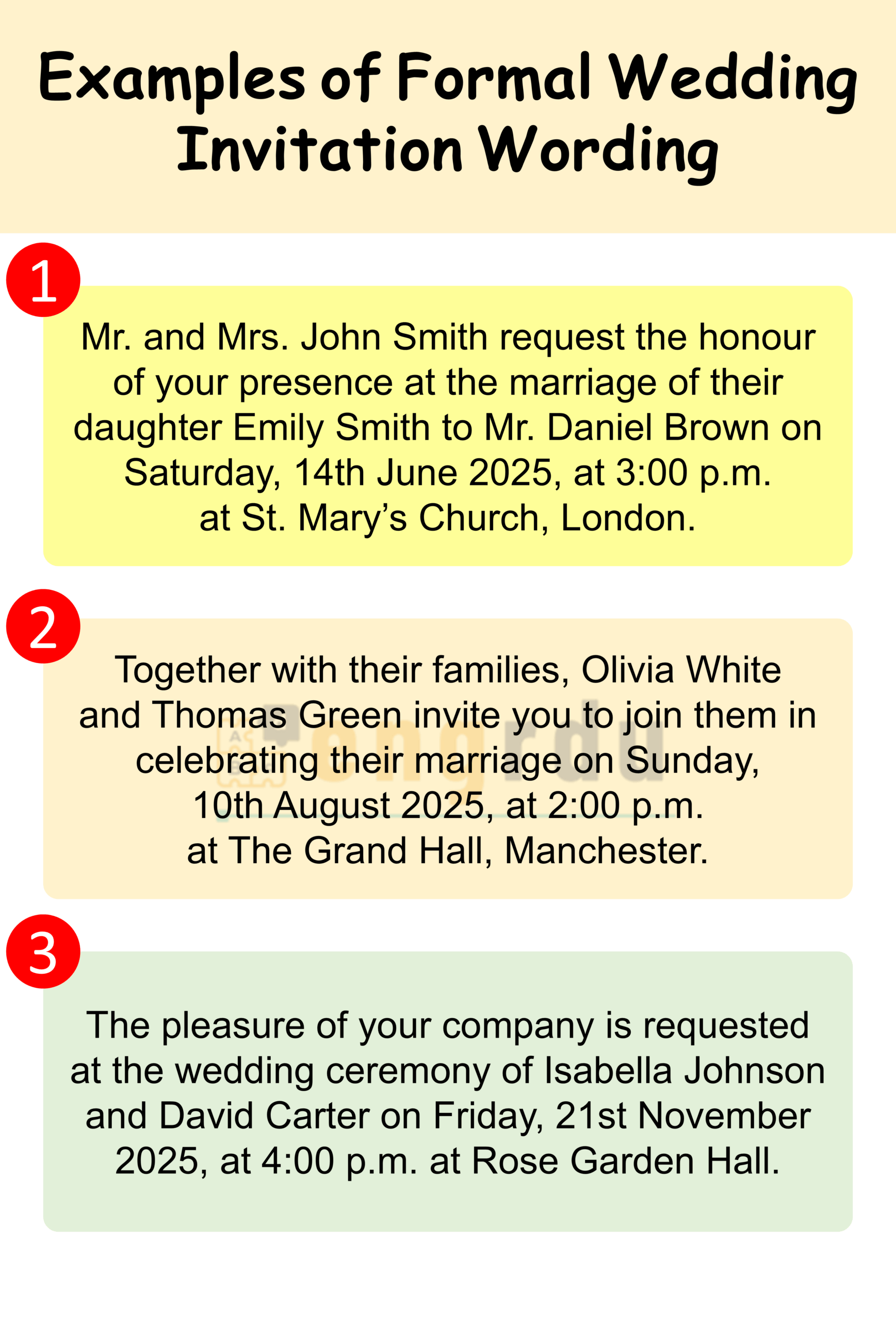 Formal Wedding Invitation Wording in English