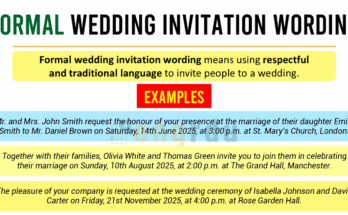 Formal Wedding Invitation Wording in English