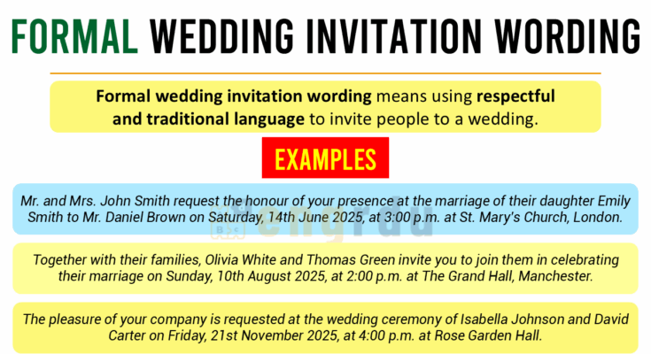 Formal Wedding Invitation Wording in English