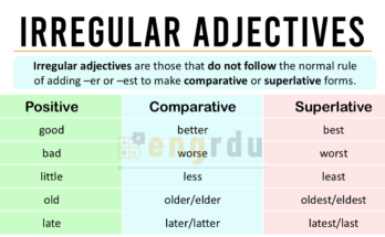 Irregular Adjectives Definition with Examples