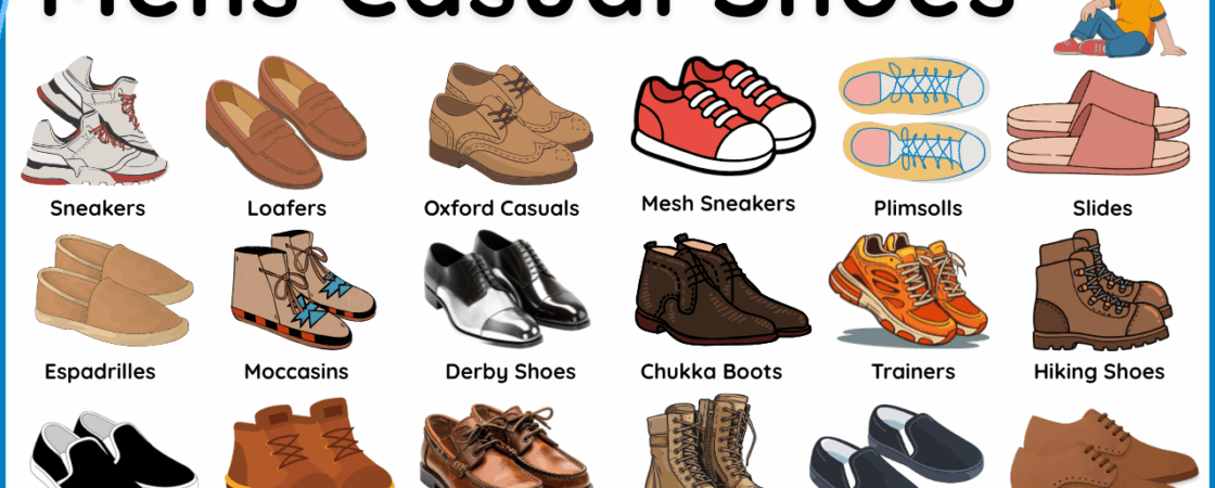Mens Casual Shoes Name in English with Pictures