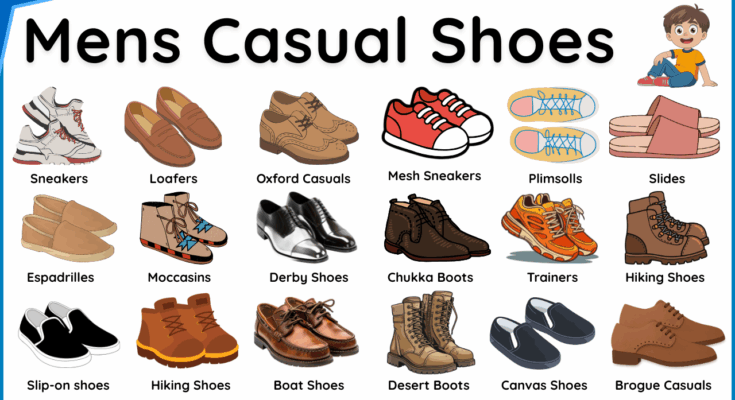 Mens Casual Shoes Name in English with Pictures