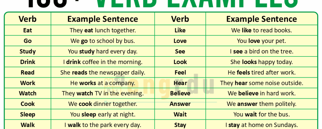 100 Verb Examples