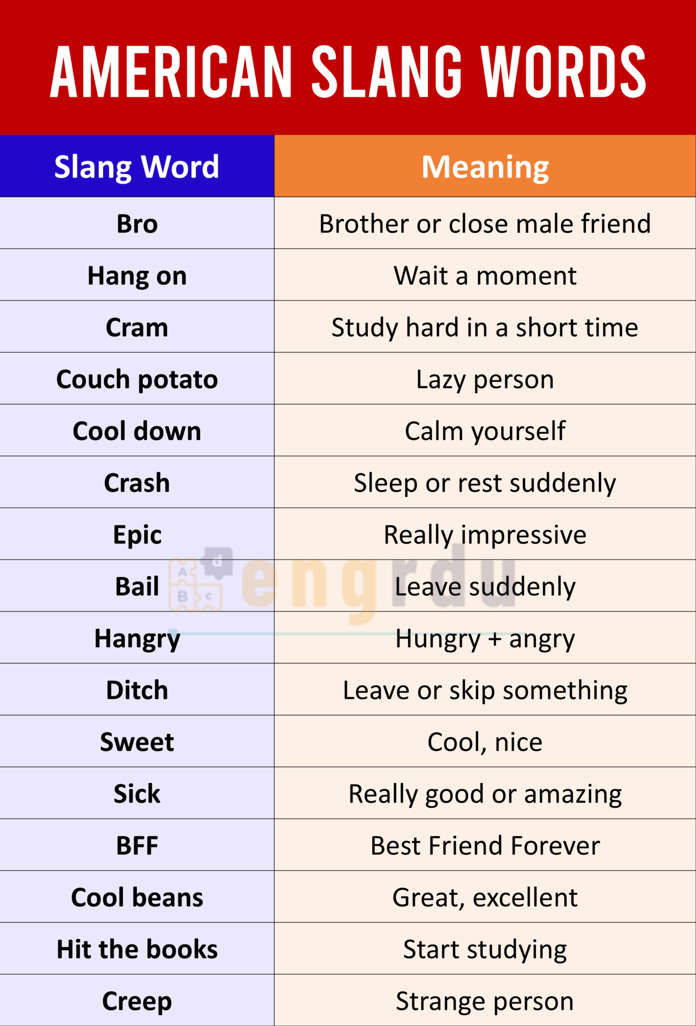 55+ American Words Slang with Meanings and Examples - Engrdu