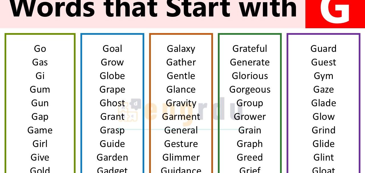 English Words that Start with G