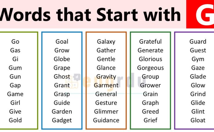 English Words that Start with G
