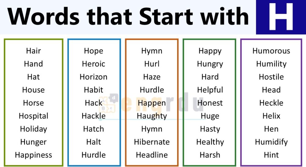 English Words that Start with H