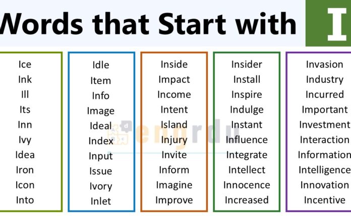 English Words that Start with I