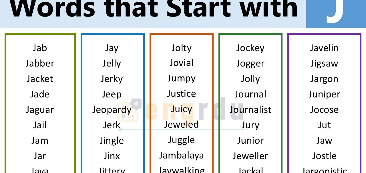 English Words that Start with J