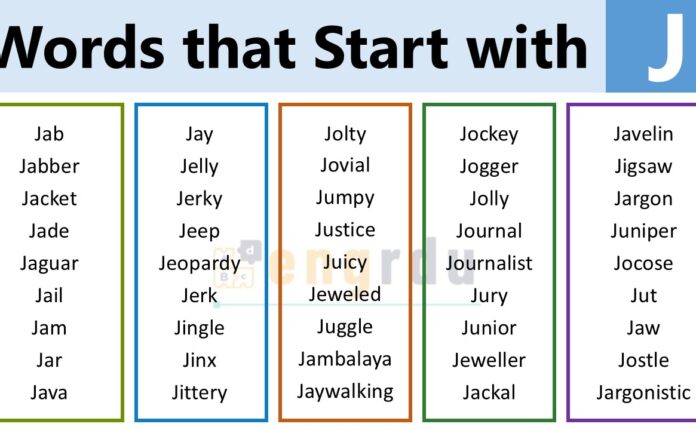English Words that Start with J