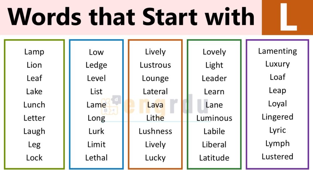 English Words that Start with L