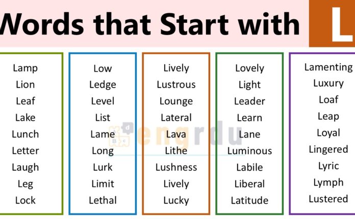 English Words that Start with L