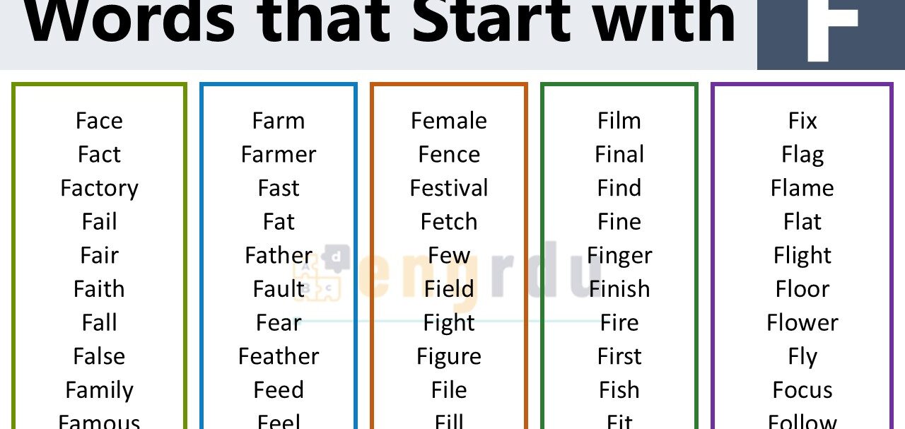 English Words with that Start with F