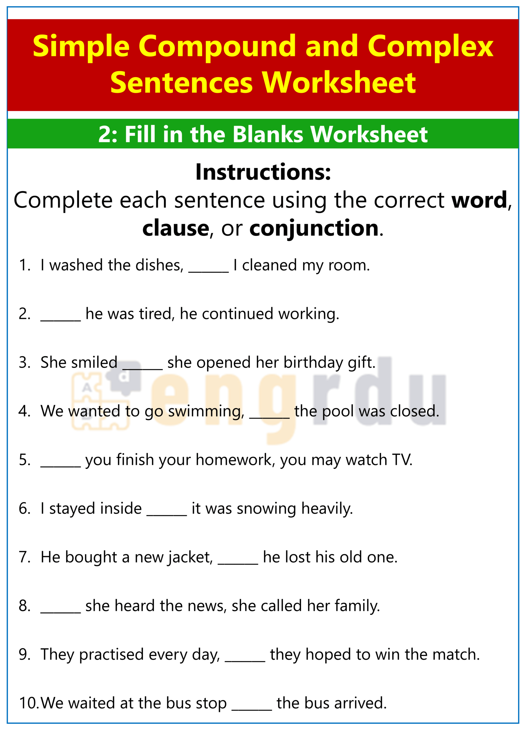 Fill in the Blanks Worksheet 2