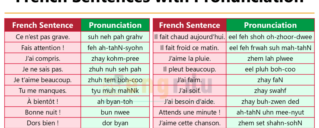 French Sentences with English Meanings