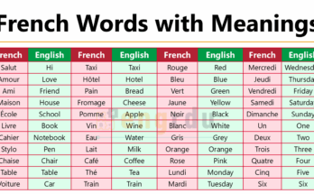 French Words with Meanings in English