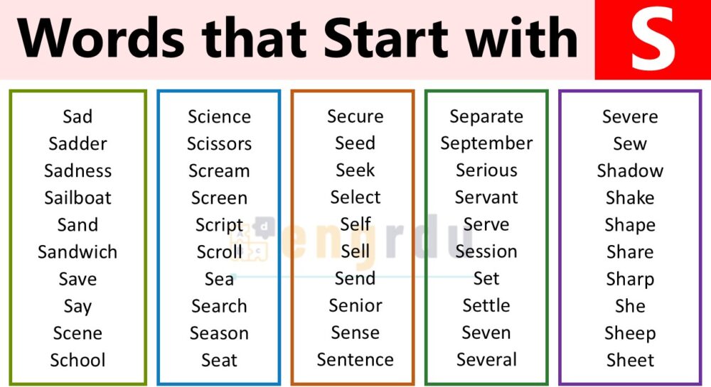 1000+ Words that Start with S
