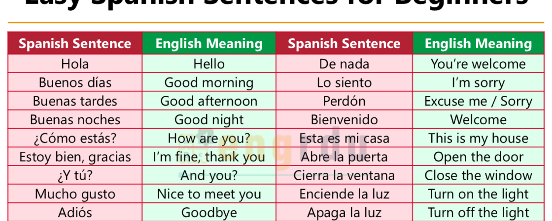 Spanish Sentences with Meanings and PDF