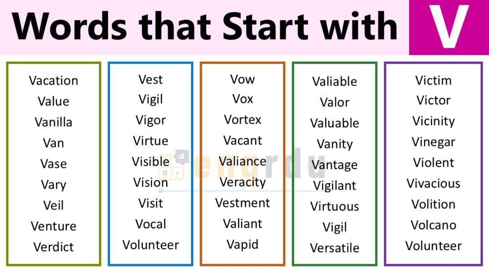 500+ Words that Start with V